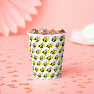 Gobelets En Papier Bumble d'abeille noire d'insectes jaunes
