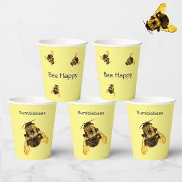 Gobelets En Papier Bumblebees Jaunes Abees Heureux