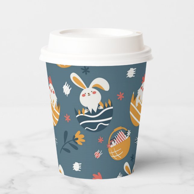 Gobelets En Papier Bunnies de Pâques, Poussins, Paniers et Fleurs (Recto)