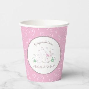 Gobelets En Papier Bunny Baby shower Spring Rose Girl