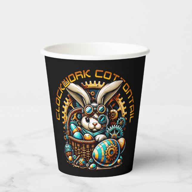 Gobelets En Papier Bunny de Pâques Steampunk (Recto)