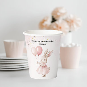 Gobelets En Papier Bunny Pastel rose Anniversaire     Verre de fête