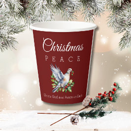 Gobelets En Papier Burgundy Peace Dove Holly Christian Christmas