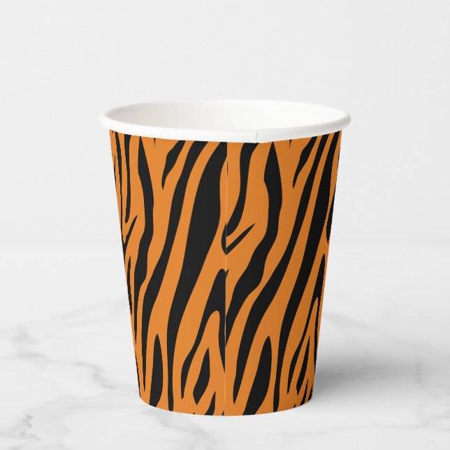 Gobelets En Papier Burnt Orange& Black Tiger Stripes Pattern (Droite)