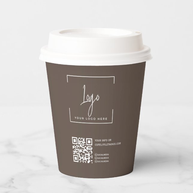 Gobelets En Papier Business  Logo  QR code Modern Brown Corporate (Recto)