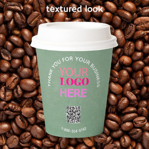 Gobelets En Papier Business Thanks Texture Look Téléphone Logo QR Cod
