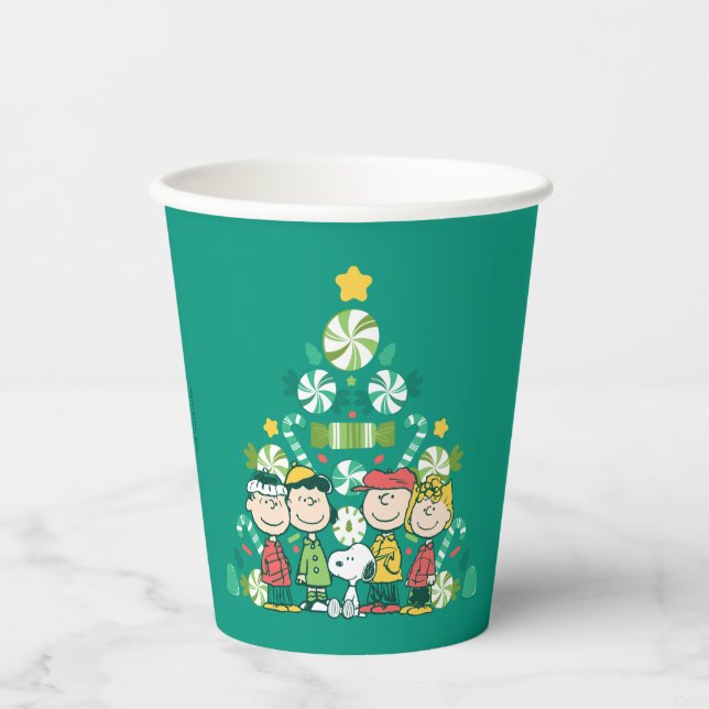 Gobelets En Papier cacahuètes | Arbre de Noël de menthe poivrée (Recto)