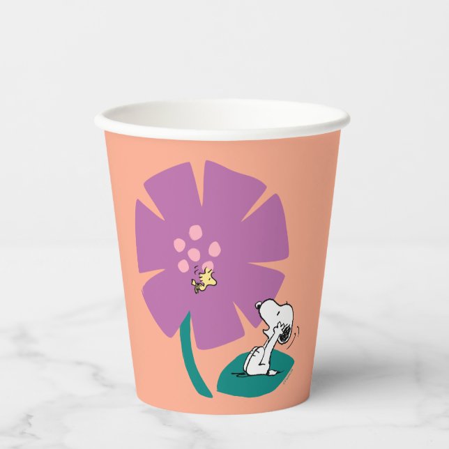 Gobelets En Papier cacahuètes | Illustration de la nature Fleur pourp (Recto)