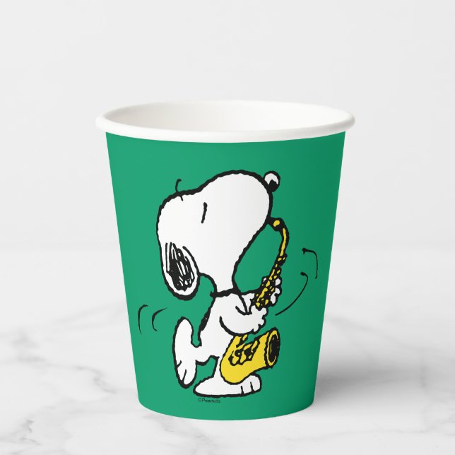 Gobelets En Papier cacahuètes | Lecteur Snoopy Saxophone (Recto)