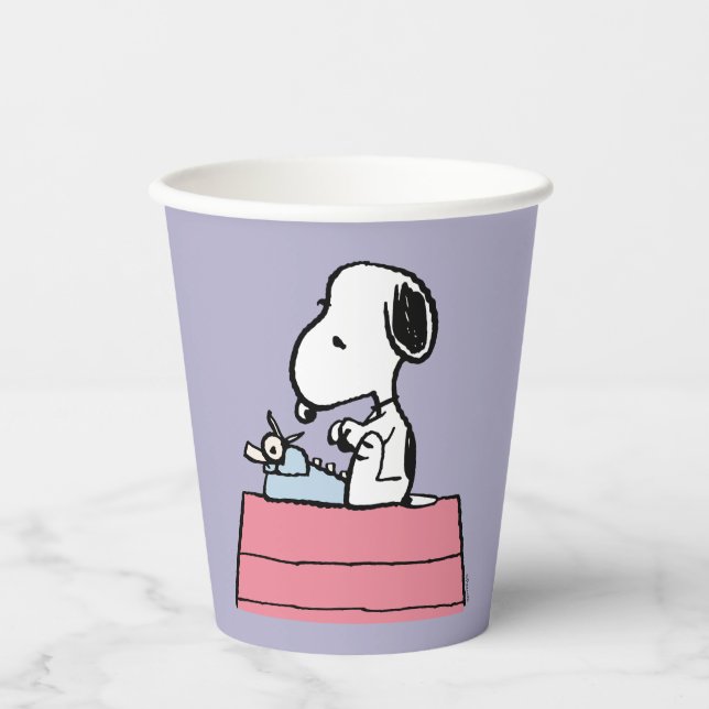 Gobelets En Papier cacahuètes | Snoopy à la machine à écrire (Recto)