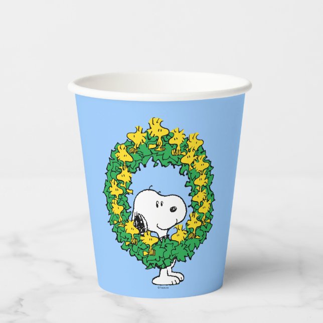 Gobelets En Papier cacahuètes | Snoopy & Woodstock Chemise de Noël (Recto)