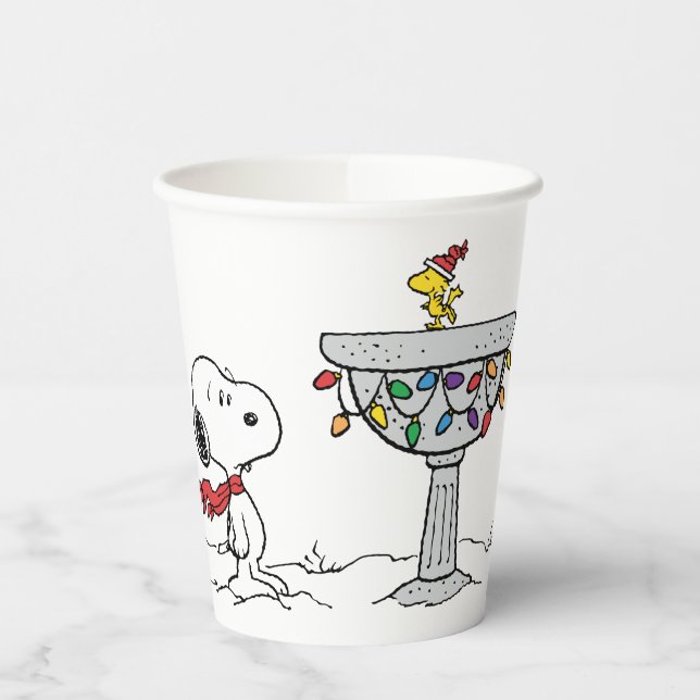 Gobelets En Papier cacahuètes | Snoopy & Woodstock Froid Birdbath (Gauche)