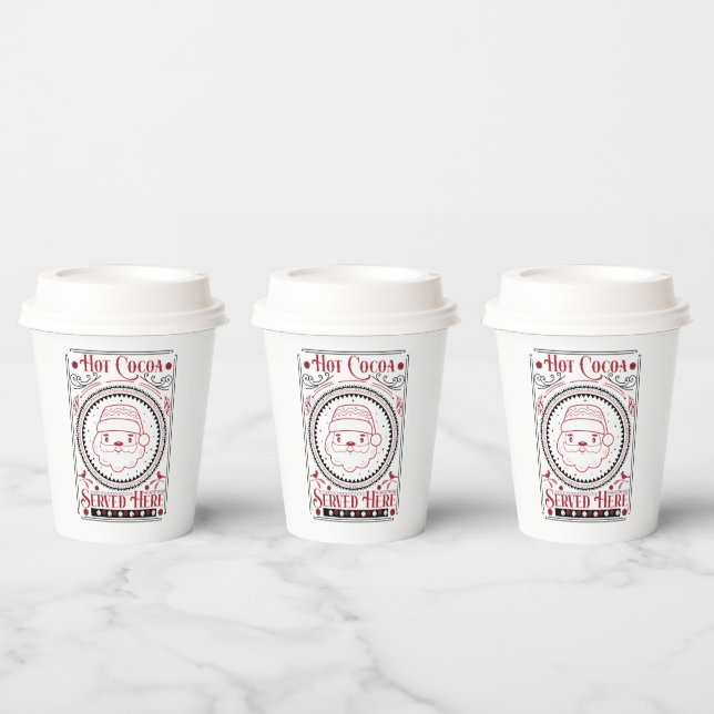 Gobelets En Papier cacao chaud servi ici fête de Noël (Multi)