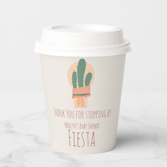 Gobelets En Papier Cactus moderne Plante pointé Rainbow Party (Recto)