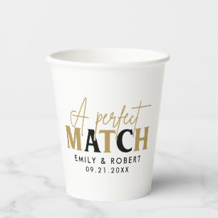 Gobelets En Papier Cadeau Mariage Gold et noir parfait
