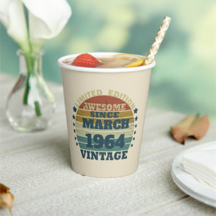 Gobelets En Papier Cadeau personnalisé vintage 60e anniversaire