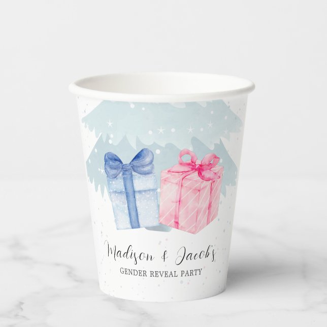 Gobelets En Papier Cadeaux bleus ou roses Révélation de genre (Recto)