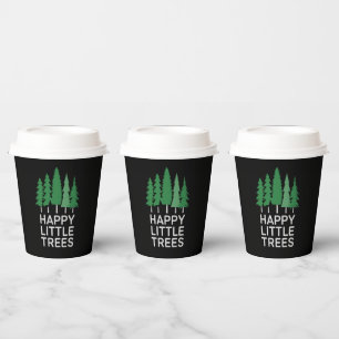 Gobelets En Papier Cadeaux de camping d'arbres peu drôles heureux 
