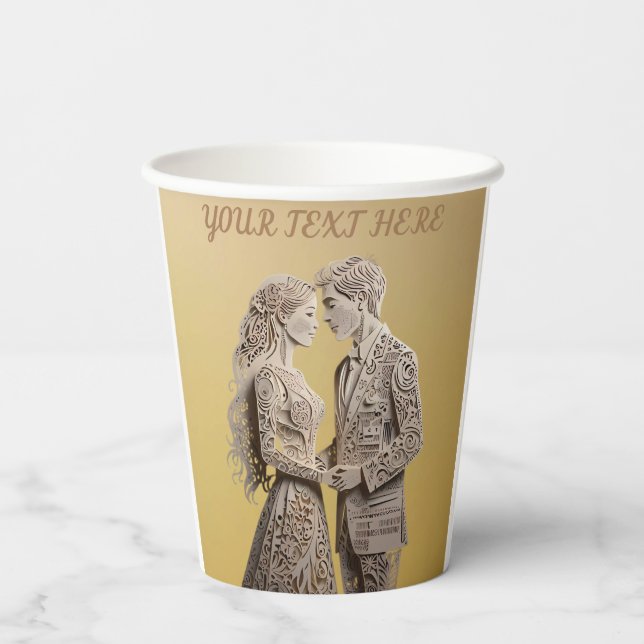 Gobelets En Papier Cadeaux de mariage pour mariée et chambre (Verso)