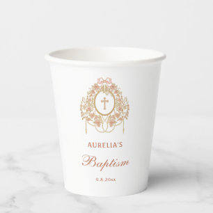 Gobelets En Papier Cadre élégant Croix Sainte Baptême