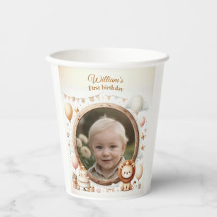 Gobelets En Papier Cadre photo Lion Cub pour les fêtes d'anniversaire