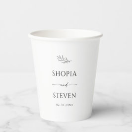 Gobelets En Papier Café de mariage élégant noir et blanc