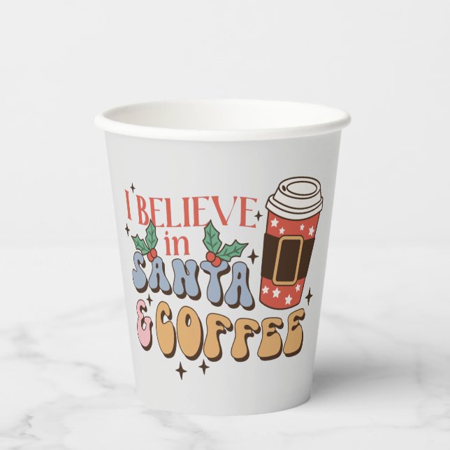 Gobelets En Papier Café de Noël | Père Noël et café (Recto)