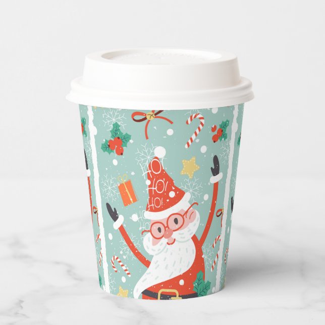 Gobelets En Papier Café Festif de Noël du Père Noël (Gauche)