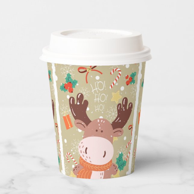 Gobelets En Papier Café Festif Whimsical Reinder (Gauche)