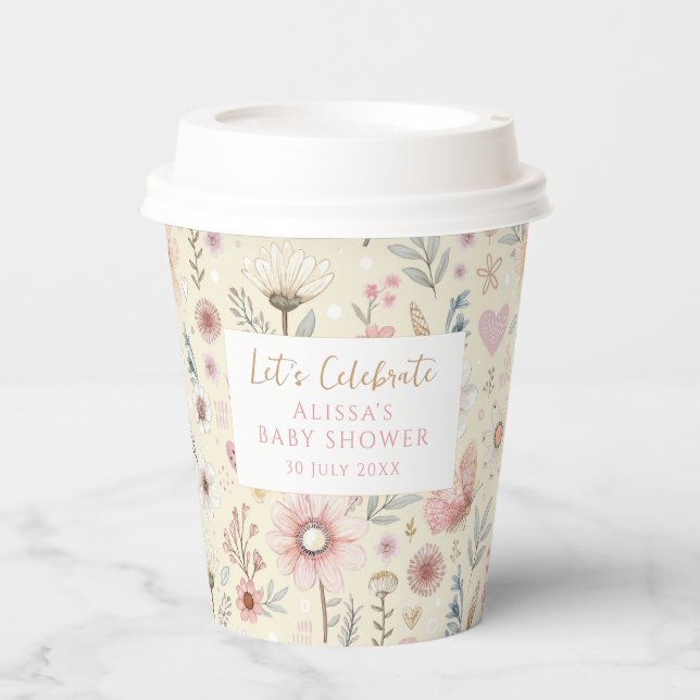 Gobelets En Papier Café Fleur sauvage Floral (Recto)
