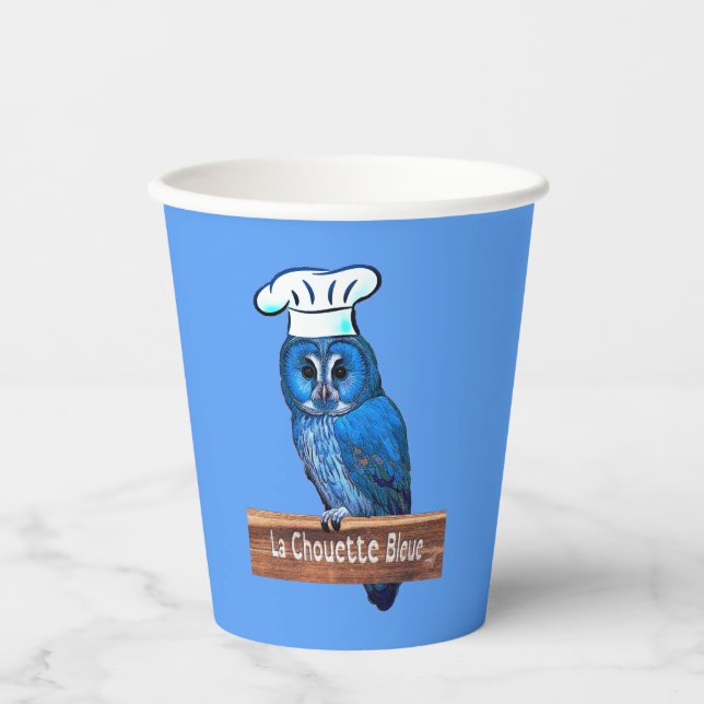 Gobelets En Papier Café La Chouette Bleue (Recto)