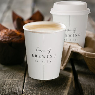 Gobelets En Papier Café Mariage minimaliste moderne "L'amour brasse"