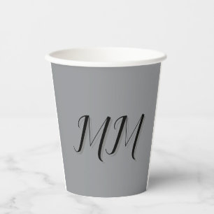 Gobelets En Papier Calligraphie gris-noir monogramme