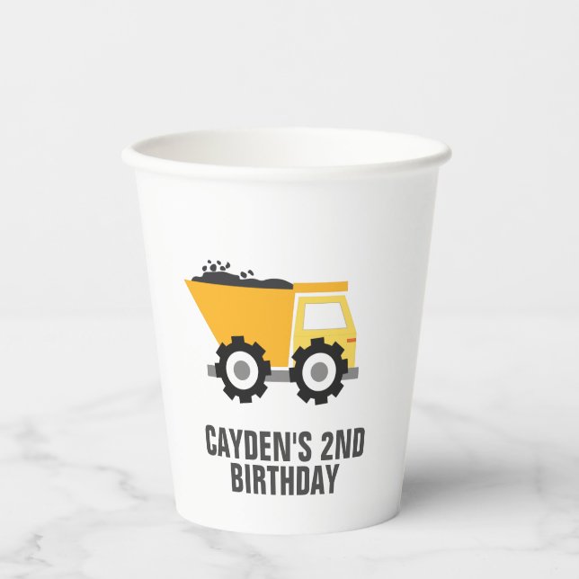 Gobelets En Papier Camion de construction Coupes de papier d'annivers (Recto)