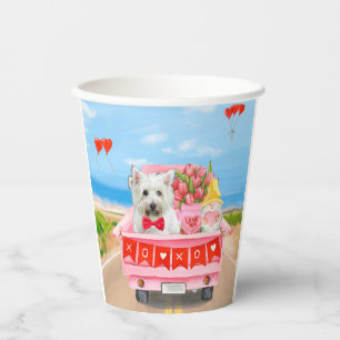 Gobelets En Papier Camion de la Saint-Valentin pour West Highland Whi