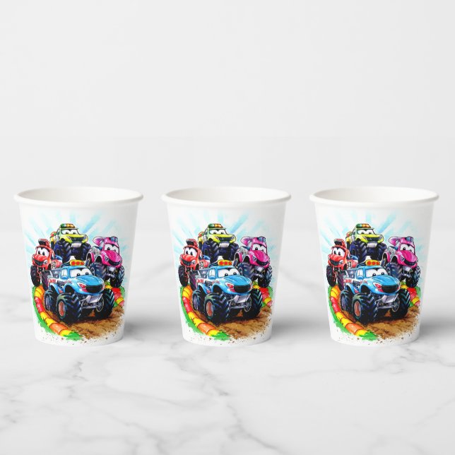 Gobelets En Papier Camion Monster pour enfants (Multi)