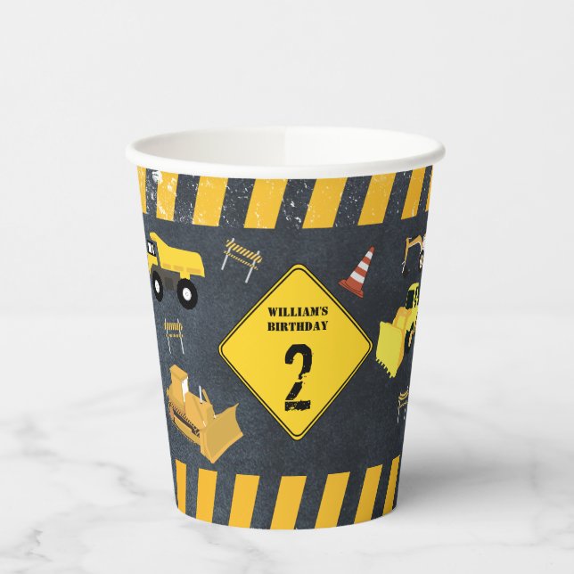 Gobelets En Papier Camions de construction Machines lourdes Anniversa (Gauche)