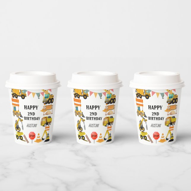 Gobelets En Papier Camions de construction | Parti Anniversaire de en (Multi)