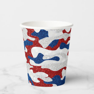 Gobelets En Papier Camo américain du 4 juillet pailleté