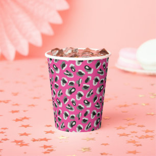 Gobelets En Papier Camo rose vif/Poster de animal amusant