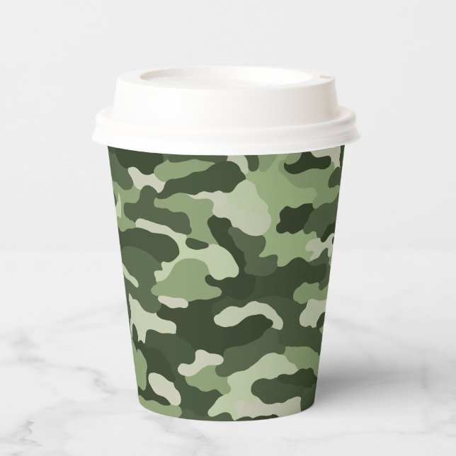 Gobelets En Papier Camouflage vert (Recto)