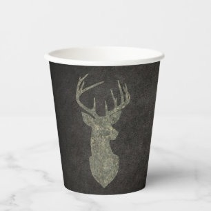 Gobelets En Papier Camouflage vert cerf détendu Silhouette