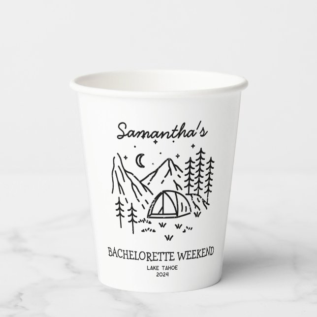 Gobelets En Papier Camping classique moderne Bachelorette Party Natur (Verso)