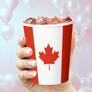 Gobelets En Papier Canada Drapeau canadien Feuille d'érable rouge et 