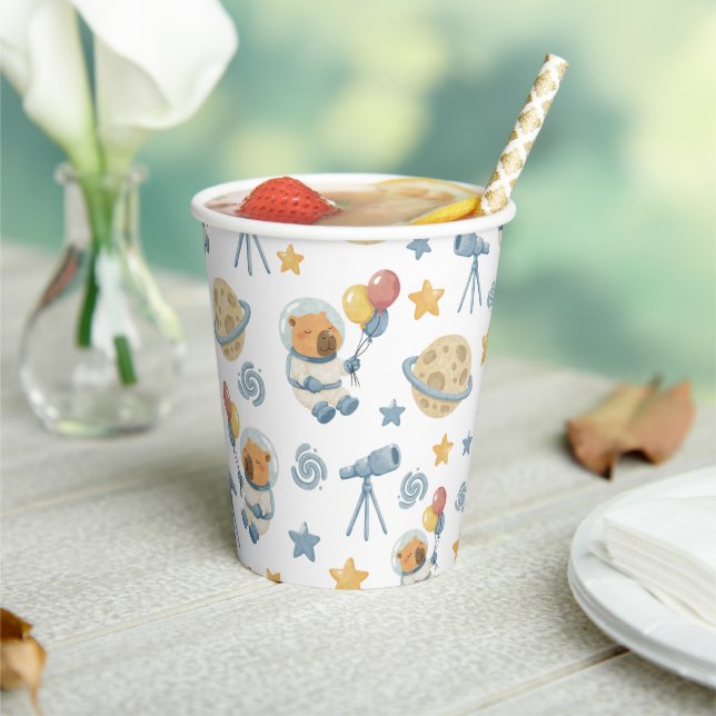 Gobelets En Papier Capybara Astronaut Motif Coupes de papier (Insitu)