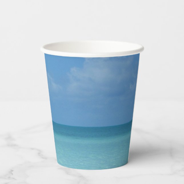 Gobelets En Papier Caraïbes Horizon Tropical Turquoise Bleu (Verso)