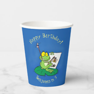 Gobelets En Papier Caricature amusante de grenouille verte