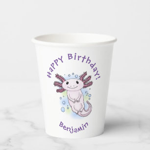 Gobelets En Papier Caricature axolotl rose adorable