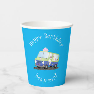 Gobelets En Papier Caricature de camion de glace joli