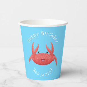 Gobelets En Papier Caricature de crabe rouge cuite